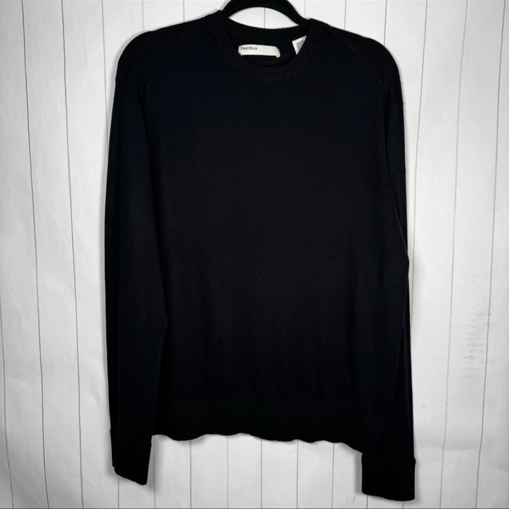 VTG Perry Ellis Black Silk Cashmere Blend Sweater Modest Classic Quiet Luxury XL